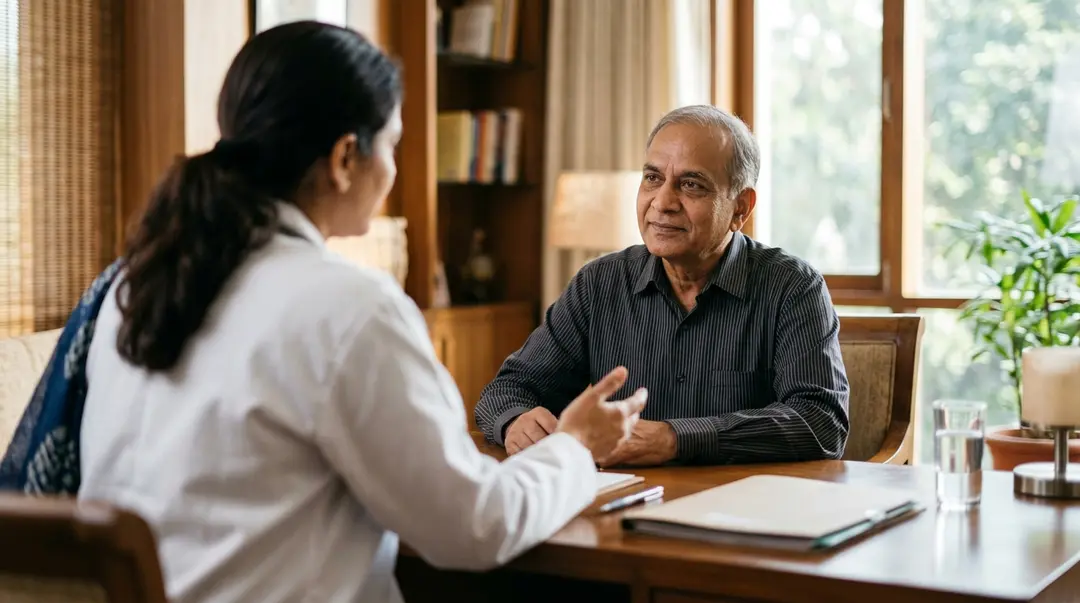 Physician reviewing a patient's reports